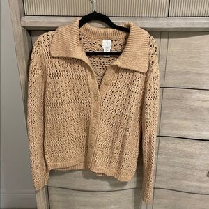 Joie Beige Open-Knit Cardigan